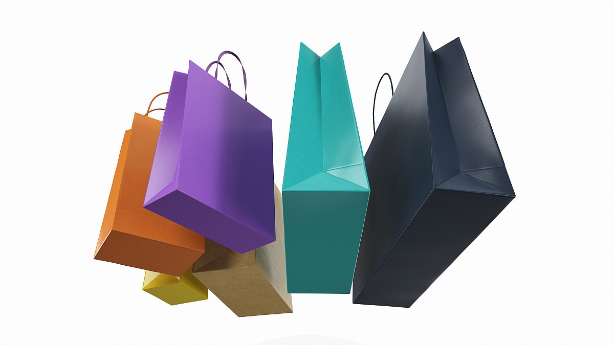 Set of paper bags with handles