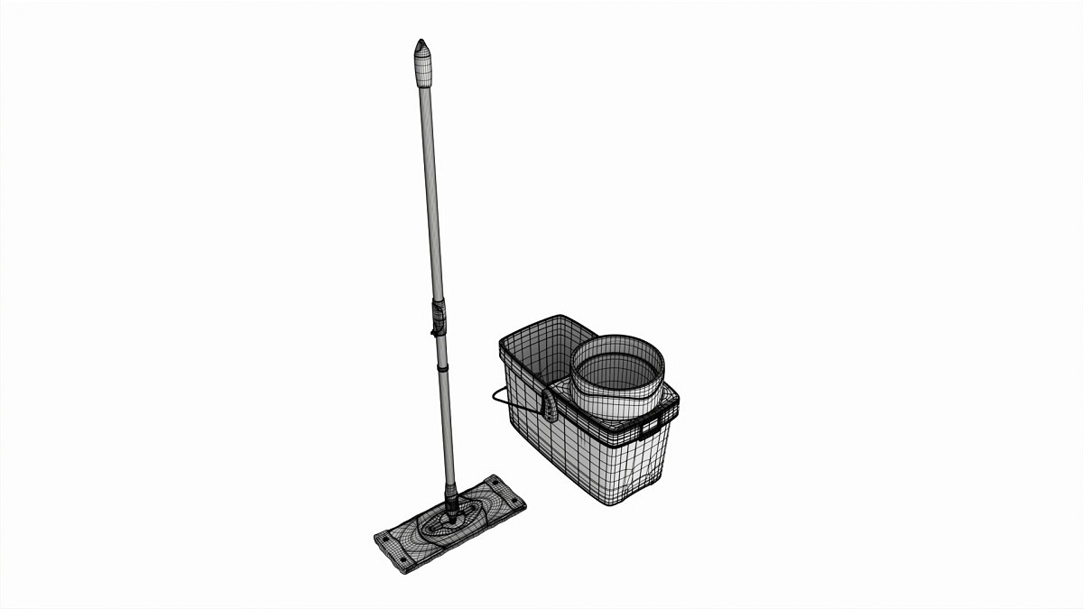 Clean floor wiper and bucket with wringer