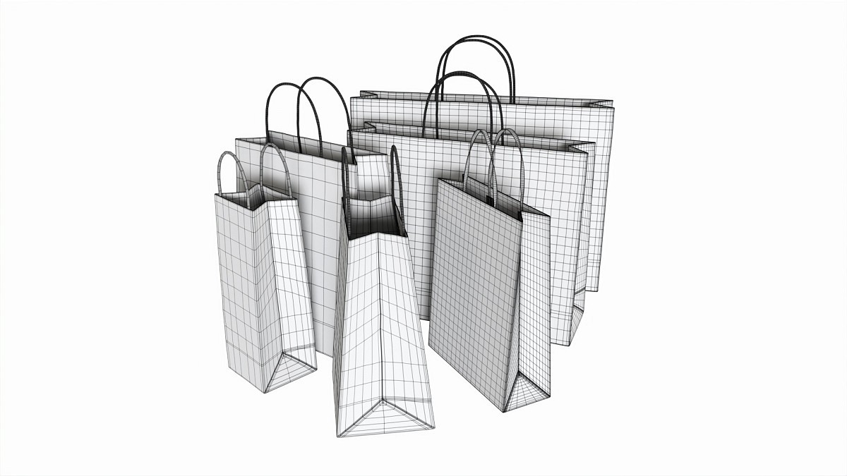 Set of paper bags with handles