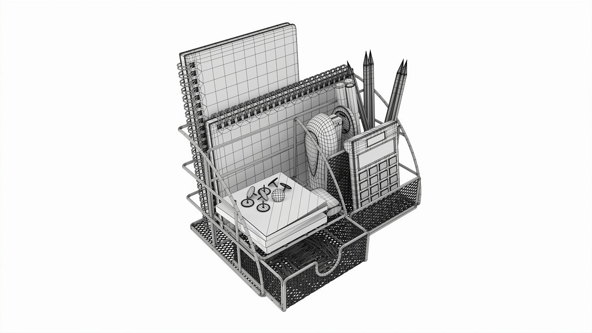 Office Wire Organizer with Supplies