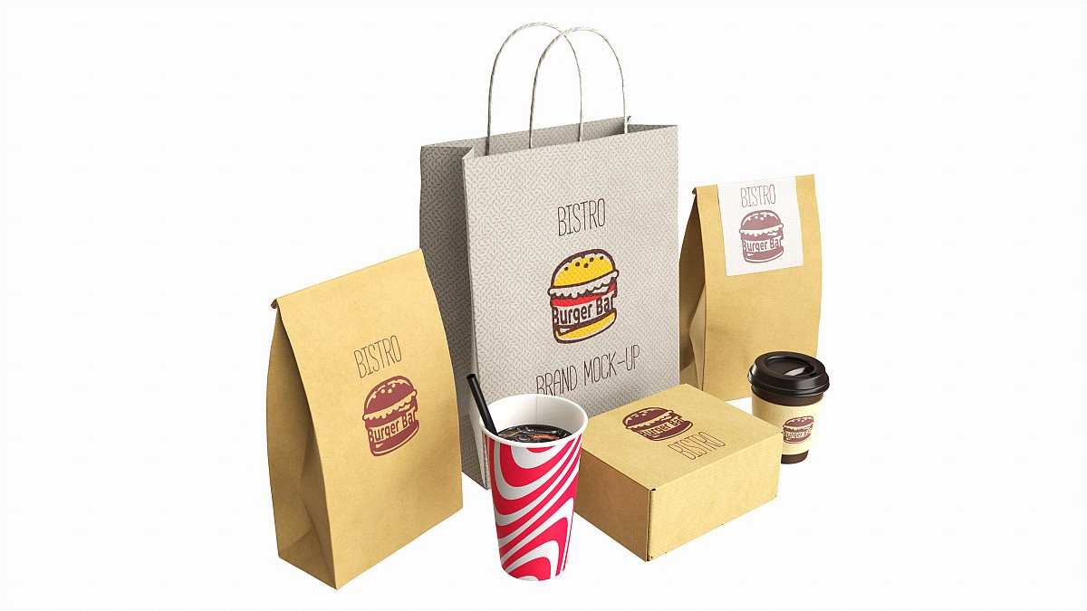 Fast Food Branding Set Mockup 01