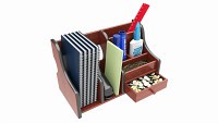 Office Wood Organizer with Supplies 01