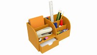 Office Leather Organizer with Supplies