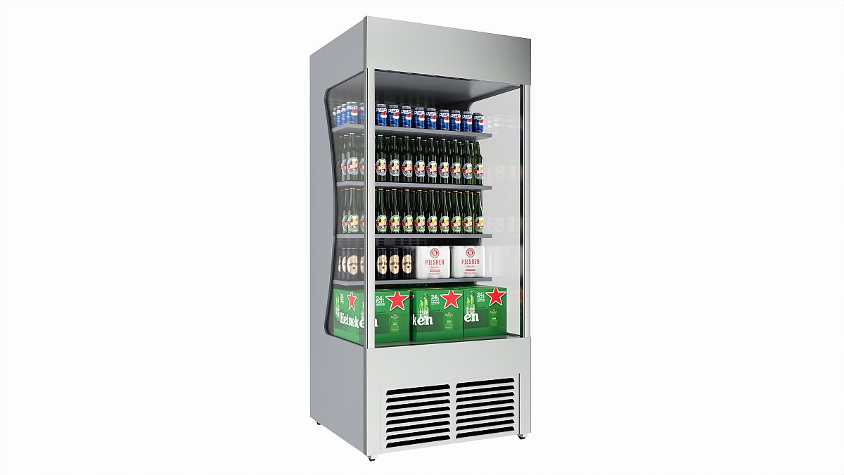 Store open front cooling shelf with beverages