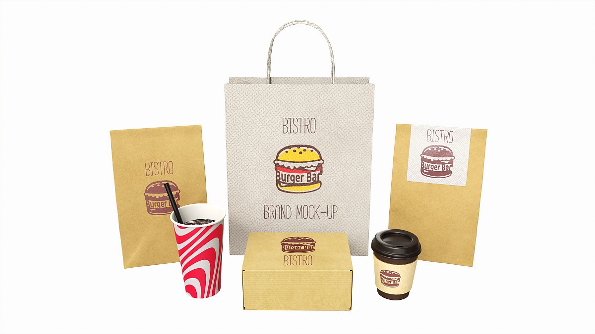 Fast Food Branding Set Mockup 01