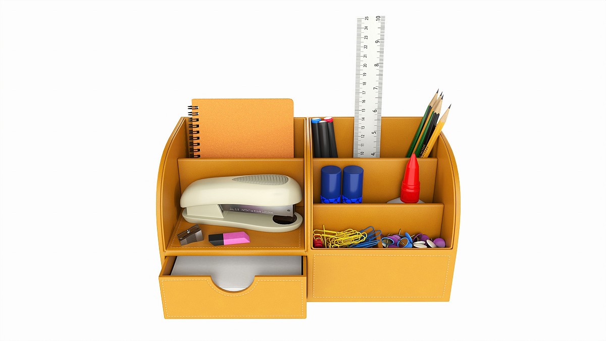 Office Leather Organizer with Supplies