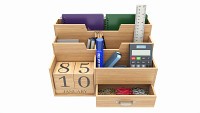 Office Wood Organizer with Supplies 03