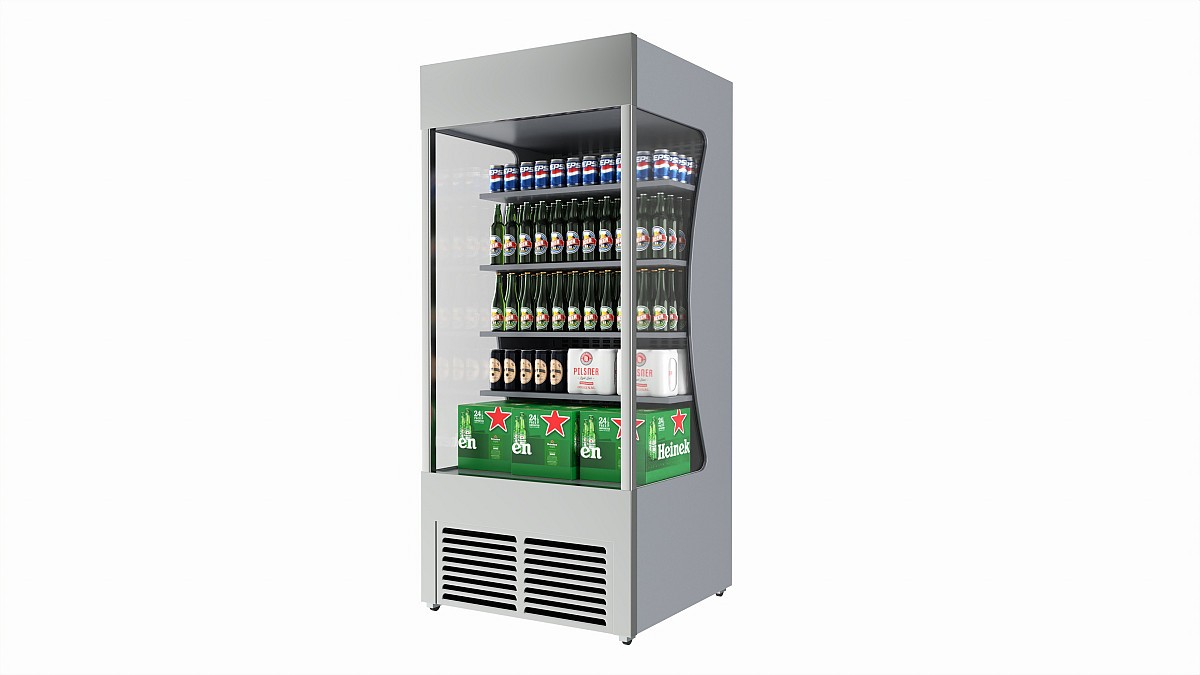 Store open front cooling shelf with beverages