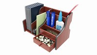 Office Wood Organizer with Supplies 01