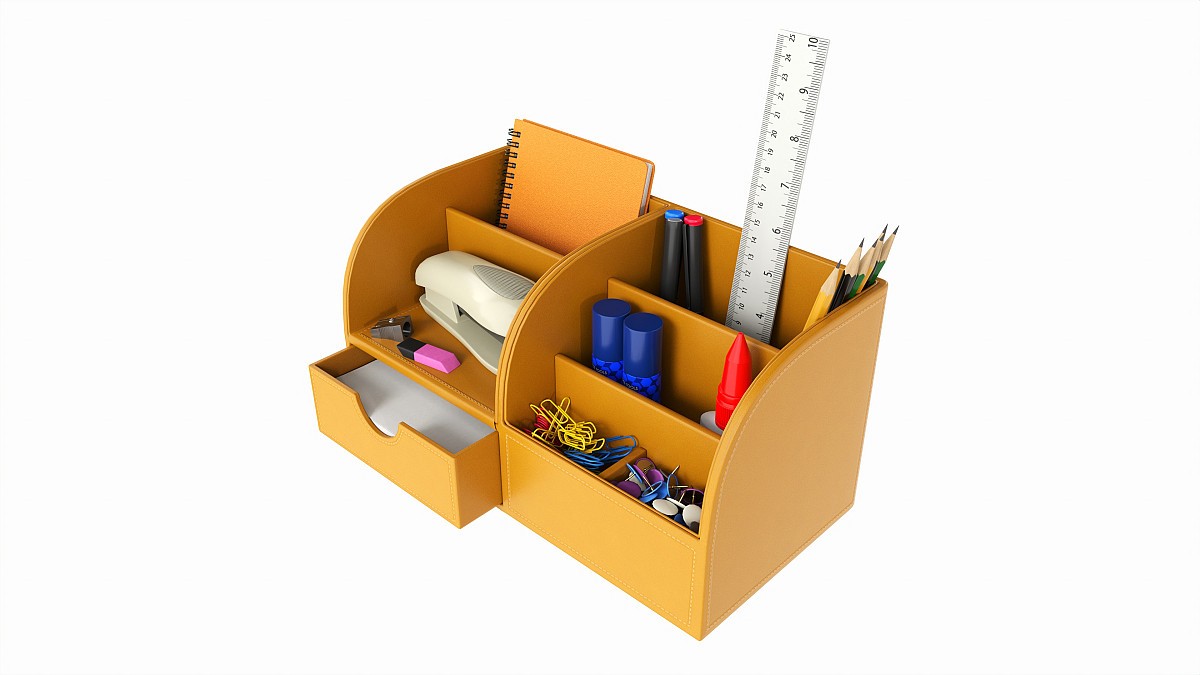 Office Leather Organizer with Supplies