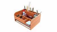 Office Wood Organizer with Supplies 02