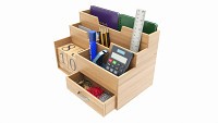 Office Wood Organizer with Supplies 03