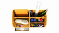 Office Leather Organizer with Supplies