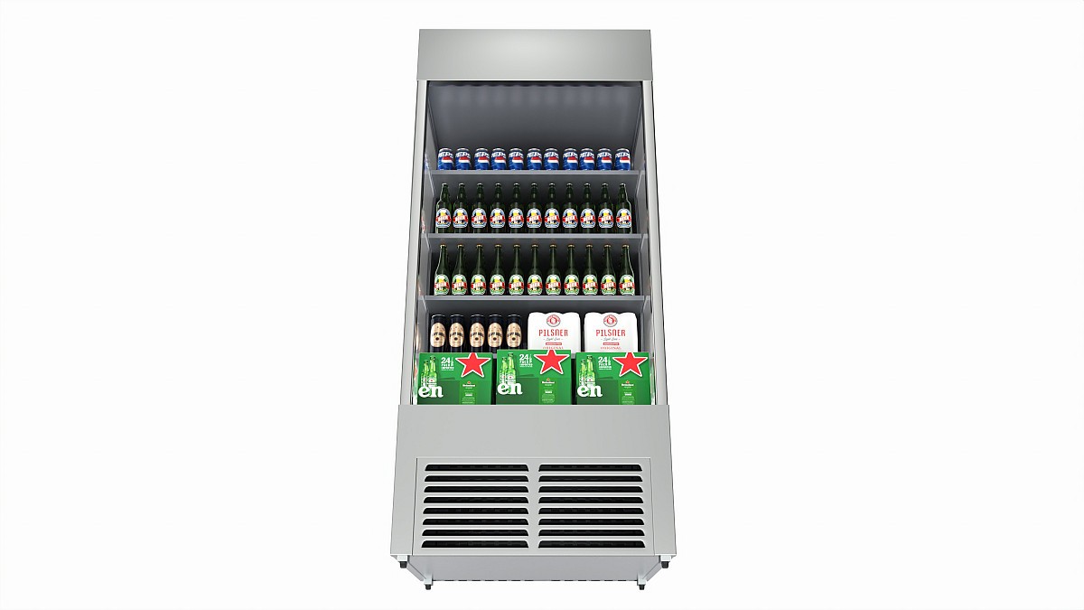 Store open front cooling shelf with beverages