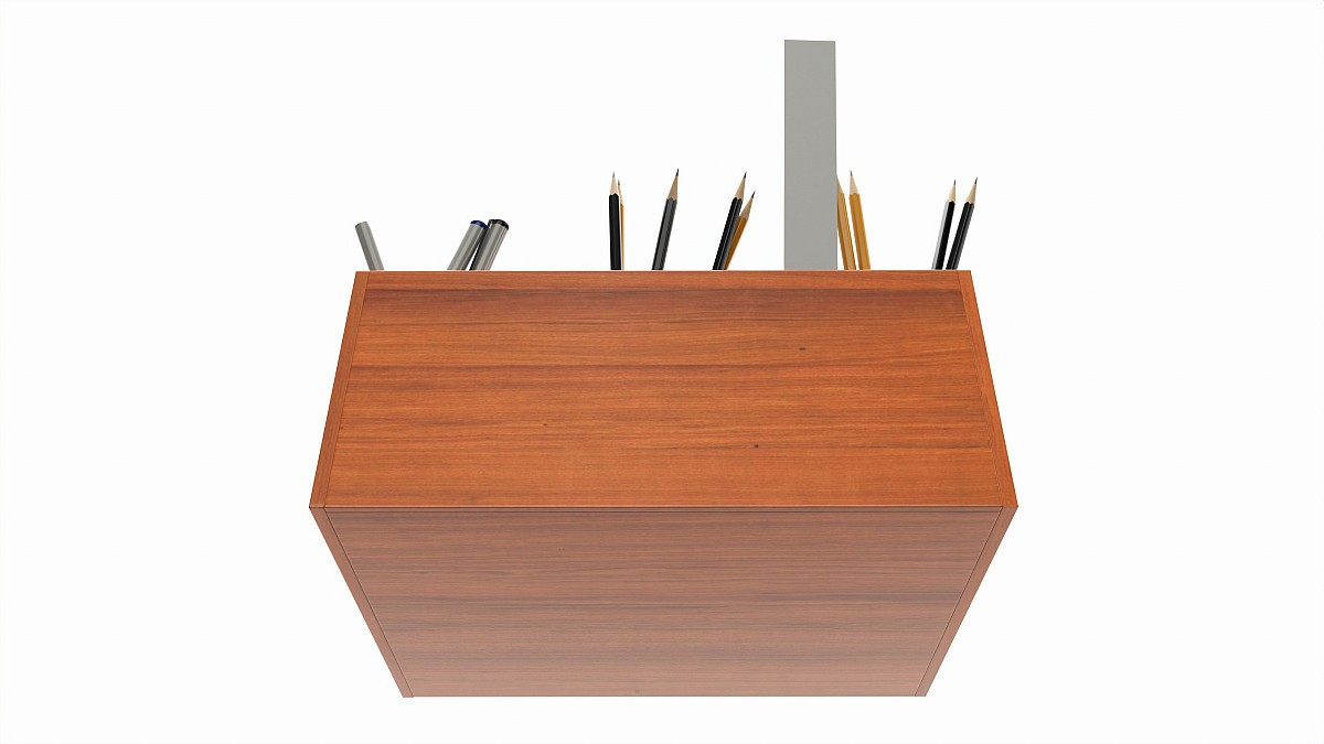 Office Wood Organizer with Supplies 02