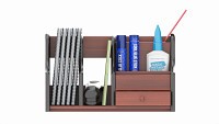 Office Wood Organizer with Supplies 01