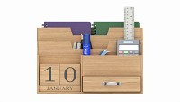 Office Wood Organizer with Supplies 03