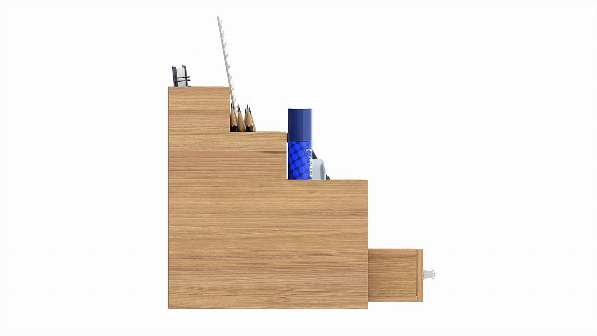 Office Wood Organizer with Supplies 03