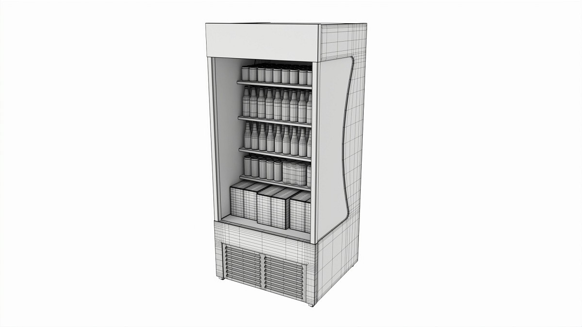 Store open front cooling shelf with beverages