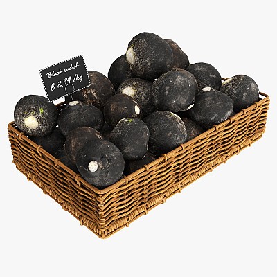 Black radish in tray