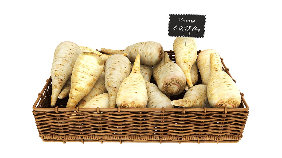 Parsnip in tray with price tag