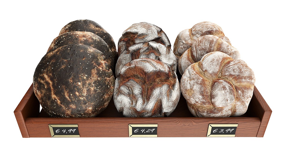 Round bread selection on tray