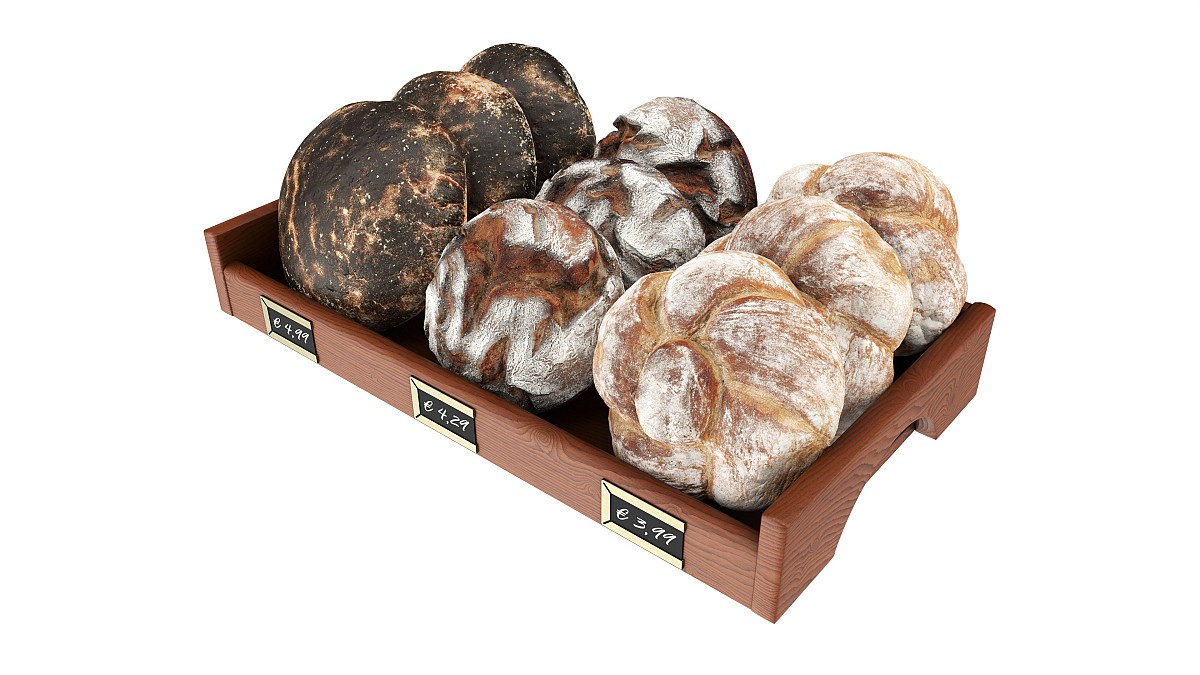 Round bread selection on tray