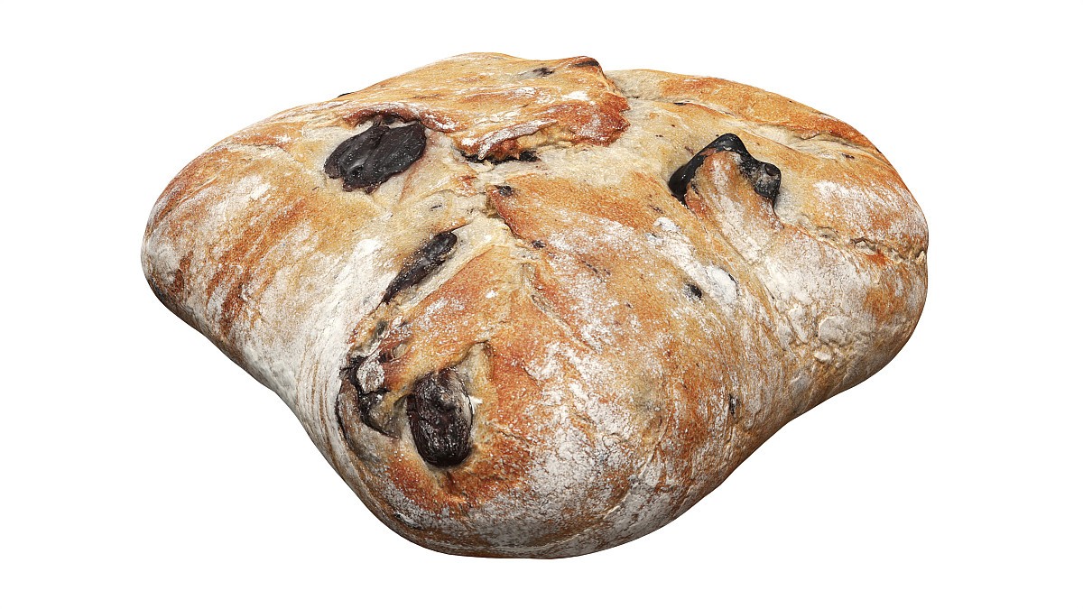 Large square wheat bread with olives