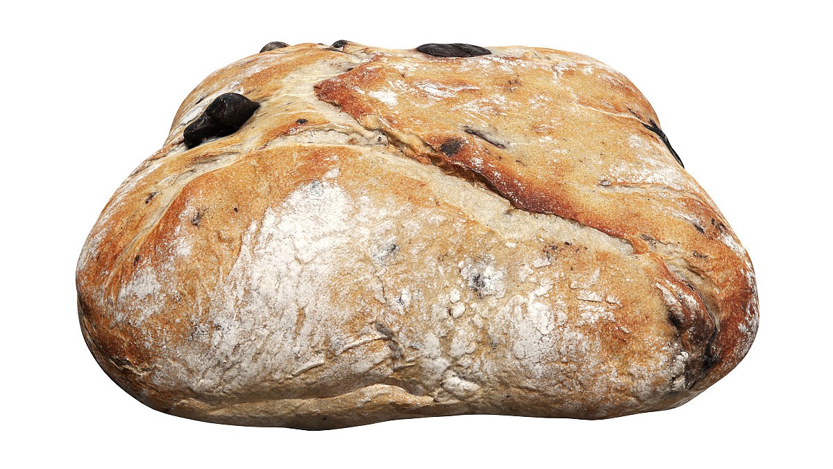Large square wheat bread with olives