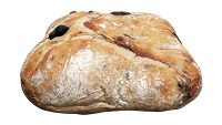 Large square wheat bread with olives