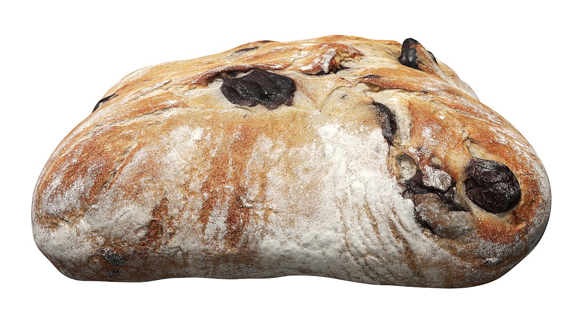 Large square wheat bread with olives