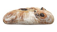 Large square wheat bread with olives
