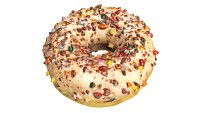 Donut with cracked chocolate candy chips