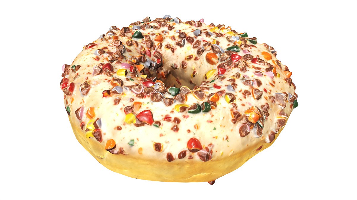 Donut with cracked chocolate candy chips