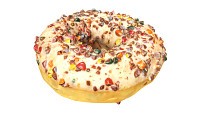 Donut with cracked chocolate candy chips