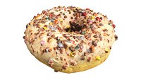 Donut with cracked chocolate candy chips