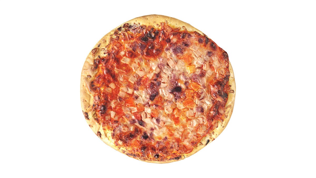 Small pizza with cheese and sausage