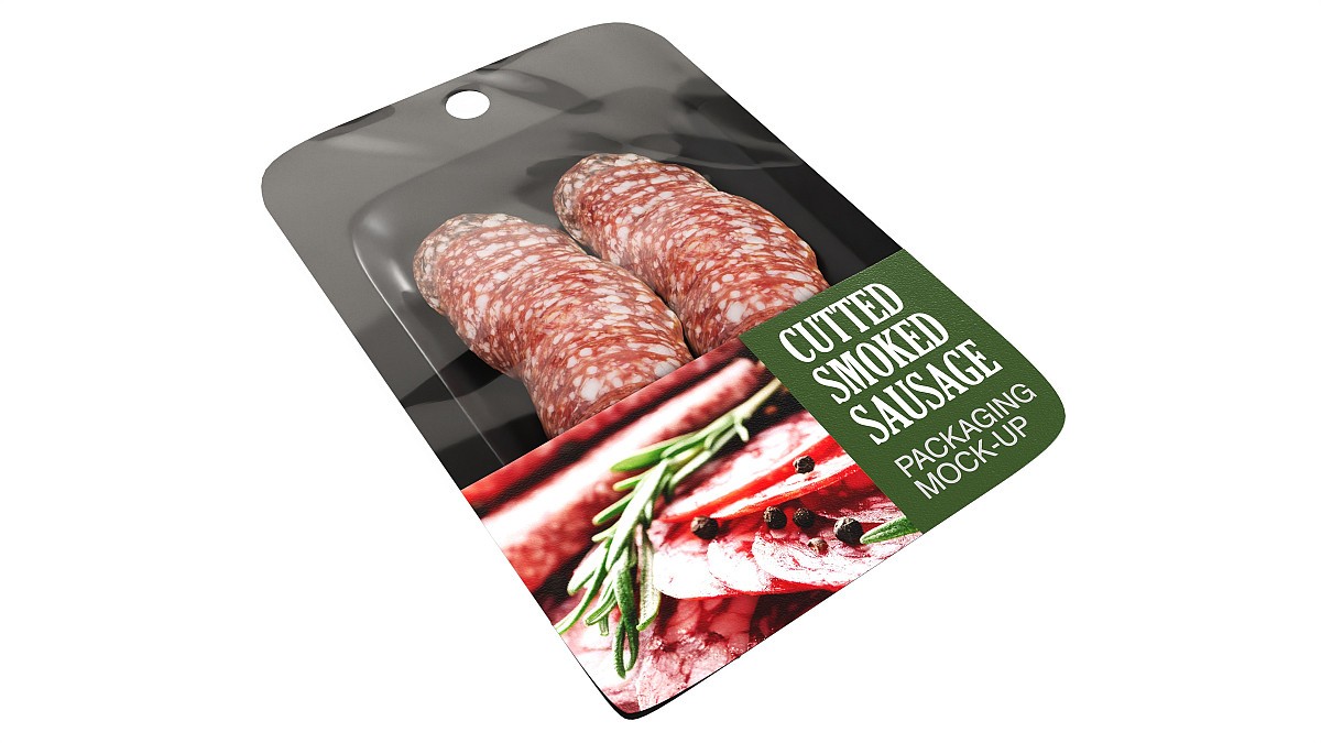 Sliced smoked sausage with packaging