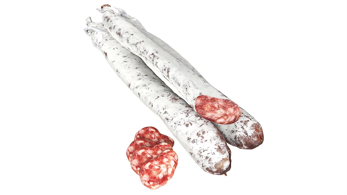 Dried sausage long whole and slices 01