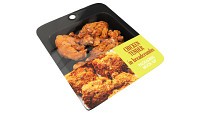Chicken tender in breadcrumbs with packaging