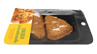 Chicken cutlets in breadcrumbs with packaging
