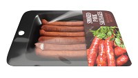 Pork smoked sausages thin with packaging 01