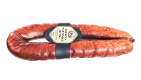 Smoked sausage ring with label