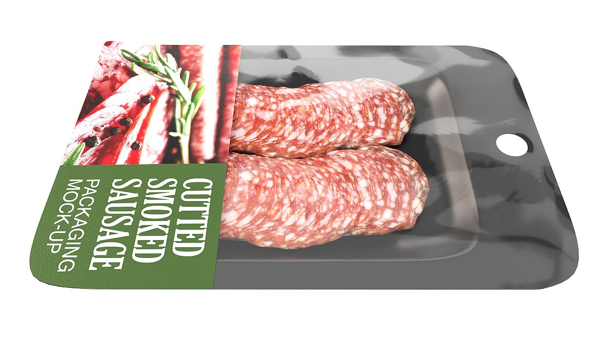 Sliced smoked sausage with packaging