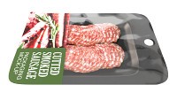Sliced smoked sausage with packaging