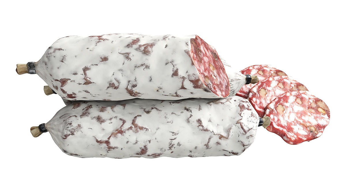Dried sausage with walnuts whole and slices