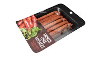 Pork smoked sausages thin with packaging 01