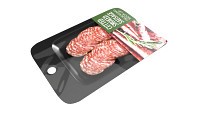 Sliced smoked sausage with packaging