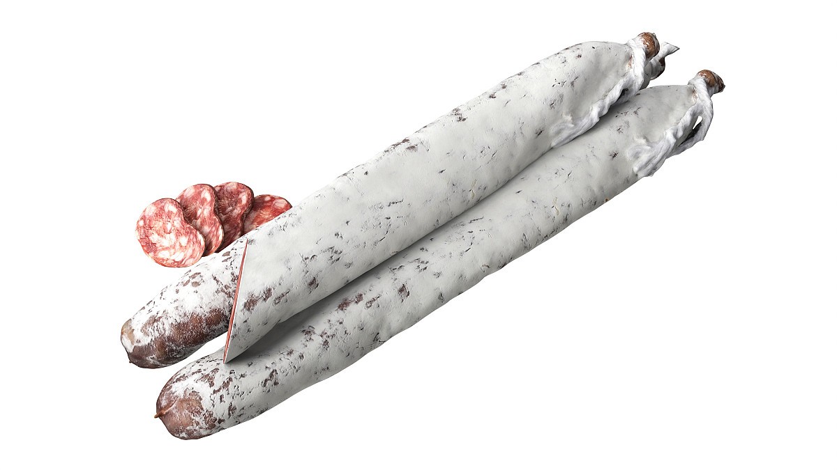 Dried sausage long whole and slices 01
