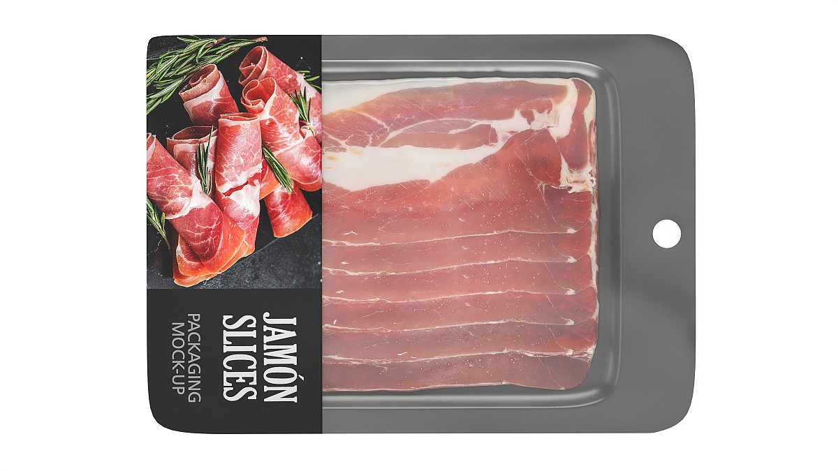 Pork leg Jamon slices with packaging